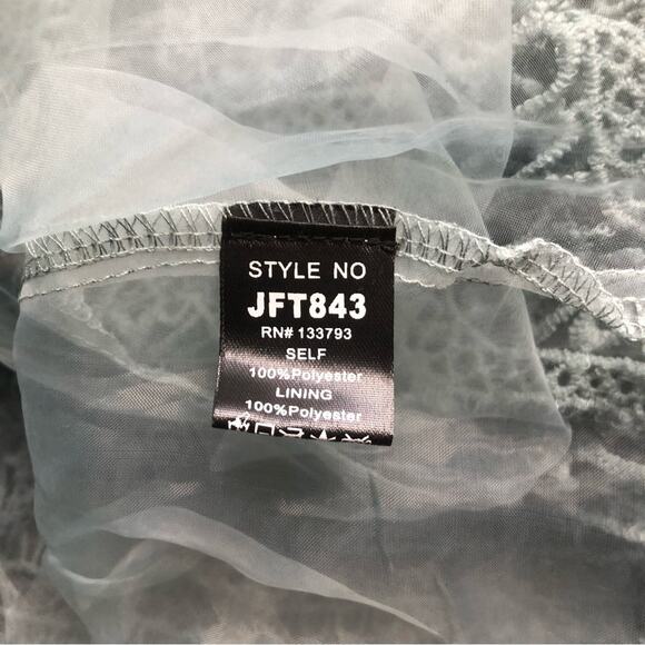 POL Muted Teal Off The Shoulder Crochet Lined Top Small Flirty Feminine NWOT - Picture 9 of 10